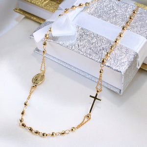 14K Yellow Gold Rosary Necklace 18in