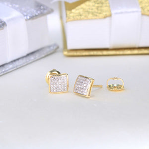 10K Yellow Gold Screw Back Diamond Earrings