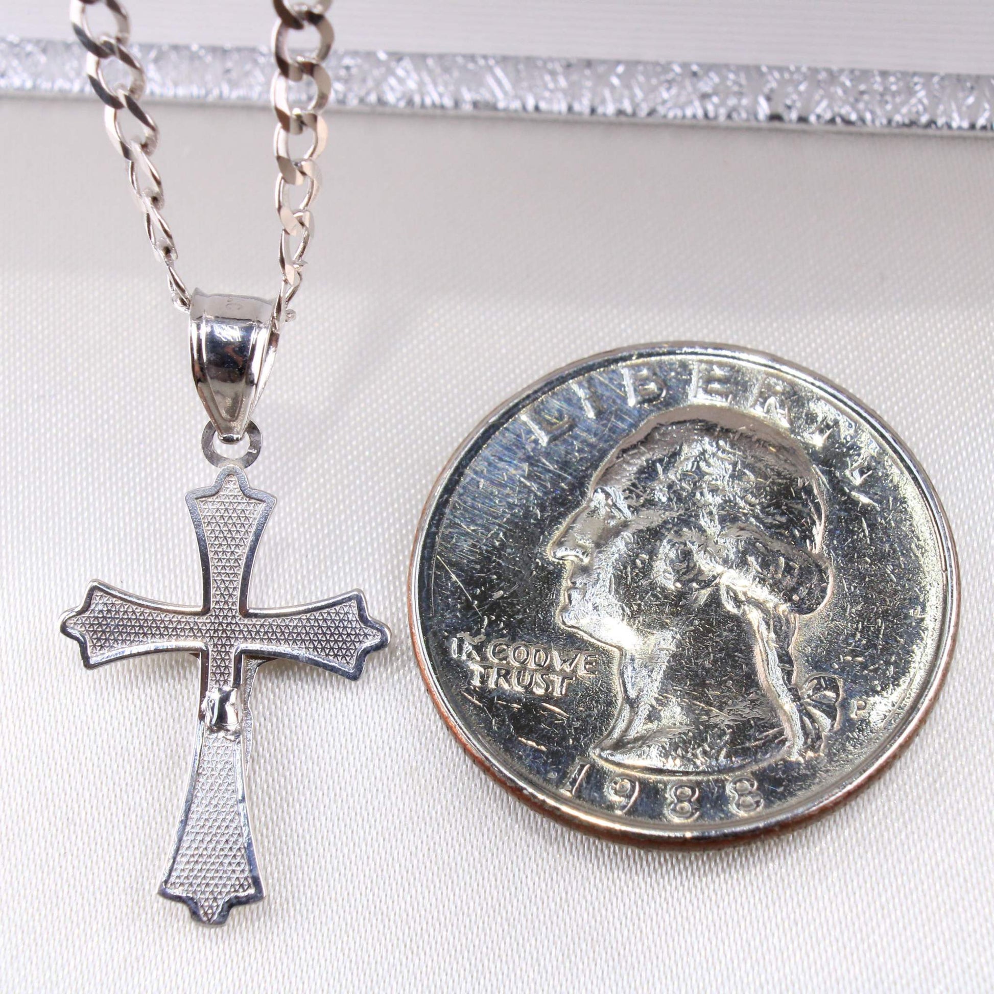 14K White Gold Crucifix Charm14K White Gold Crucifix Charm
Chain Sold Separately 14K White Gold Crucifix Charm
 
Material Type–14k Gold 14K White Gold Crucifix Charm
 
Approximate Dimensions 14KAll CharmsAlexanderAlexander Gold & Diamonds14K White Gold Crucifix Charm