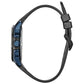 Side profile of the Citizen AW1156-01W, highlighting the black ion-plated stainless steel case and blue chroma-finish.​