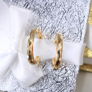14K Yellow Gold 3 Tone Hoops