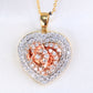 10K Yellow Gold Diamond Heart Rose Charm