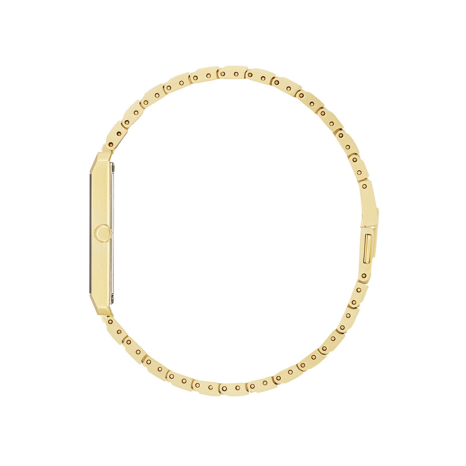 Side profile of the Citizen Stiletto EG6012-59E, showcasing its ultra-thin 5.06mm gold-tone case and sleek design.