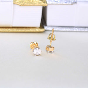 10K Yellow Gold Screw Back Diamond Earrings