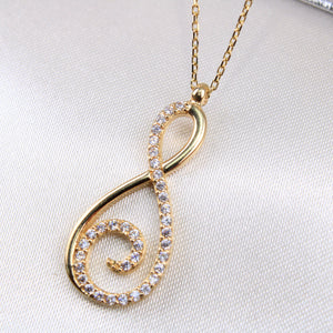 14K Yellow Gold CZ Infinity Necklace