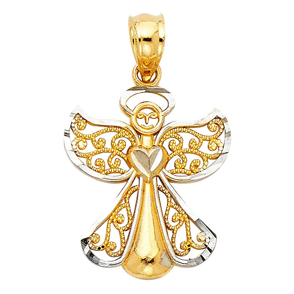 14K Two-Tone Gold Angel Charm