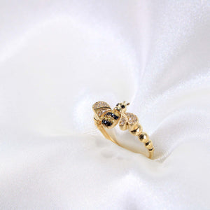 14K Yellow Gold CZ Bumble Bee Ring