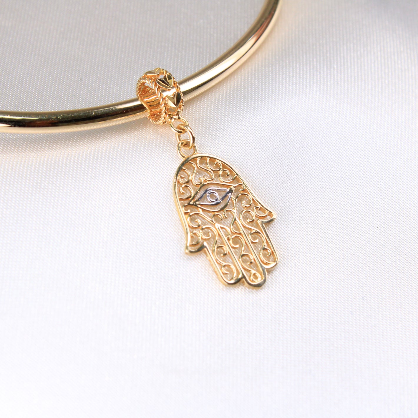 14K Yellow Gold Hamsa Dangle Charm
