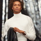 Model wearing the Bulova Sutton Automatic 96A268, demonstrating its elegant presence and the sophisticated combination of the silver-tone case with the brown leather strap.