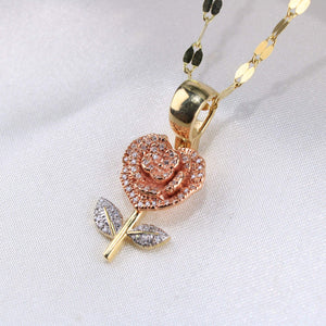 10K Yellow Gold Diamond Rose Charm