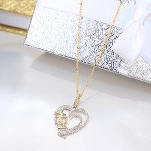 10K Yellow Gold Diamond Mom Heart Charm