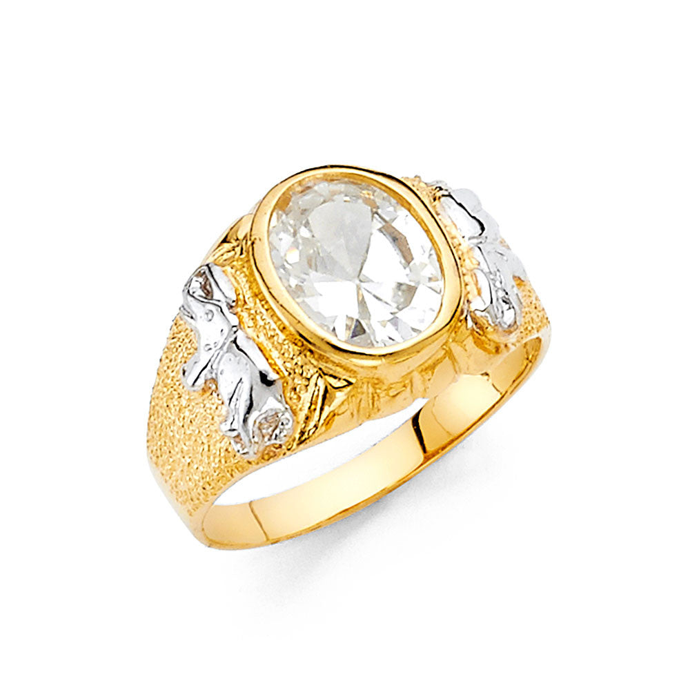 14K Yellow Gold CZ Elephant Ring