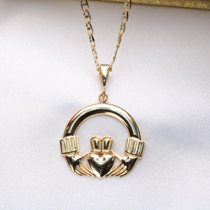 14K Yellow Gold Claddagh Charm