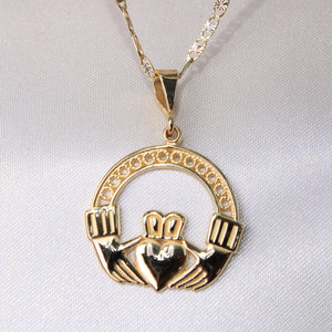 14K Yellow Gold Claddagh Charm