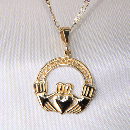 14K Yellow Gold Claddagh Charm