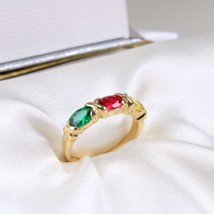 14K Yellow Gold CZ Birthstones Ring