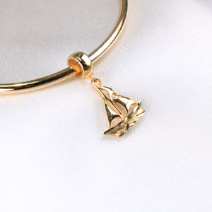 14K Yellow Gold Sail Boat Dangle Charm