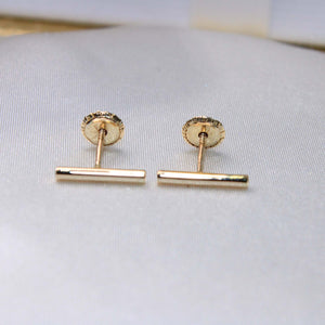 14K Yellow Gold Solid Long Stick Earrings