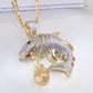 10K Yellow Gold Shark And Moneybag Diamond Charm