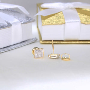 10K Yellow Gold Screw Back Diamond Earrings