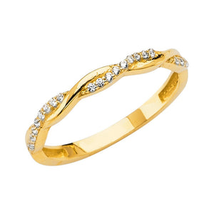 14K Yellow Gold Twist CZ Ring