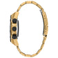Side profile of the Citizen JX1006-58E showcasing the gold-tone stainless steel case and bracelet.