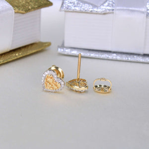 10K Yellow Gold Diamond Nugget Heart Earrings