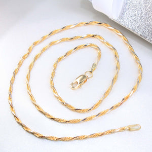 14K Yellow Gold 2tone Rope Chain 2mm 18in