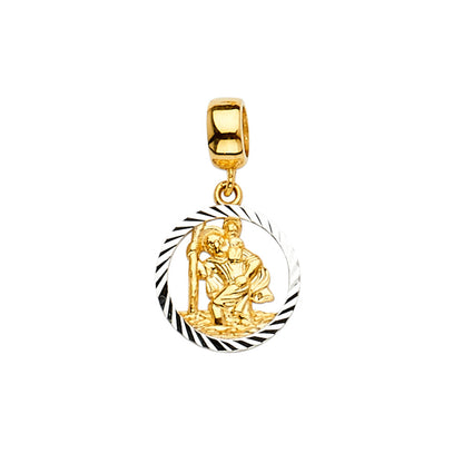 14K Two-Tone Gold St Lazarus Dangle Charm