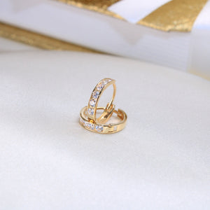 14K Yellow Gold CZ Hoops