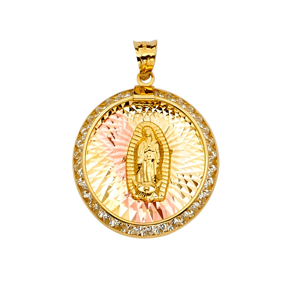 14K Yellow Gold CZ Virgin Mary Charm