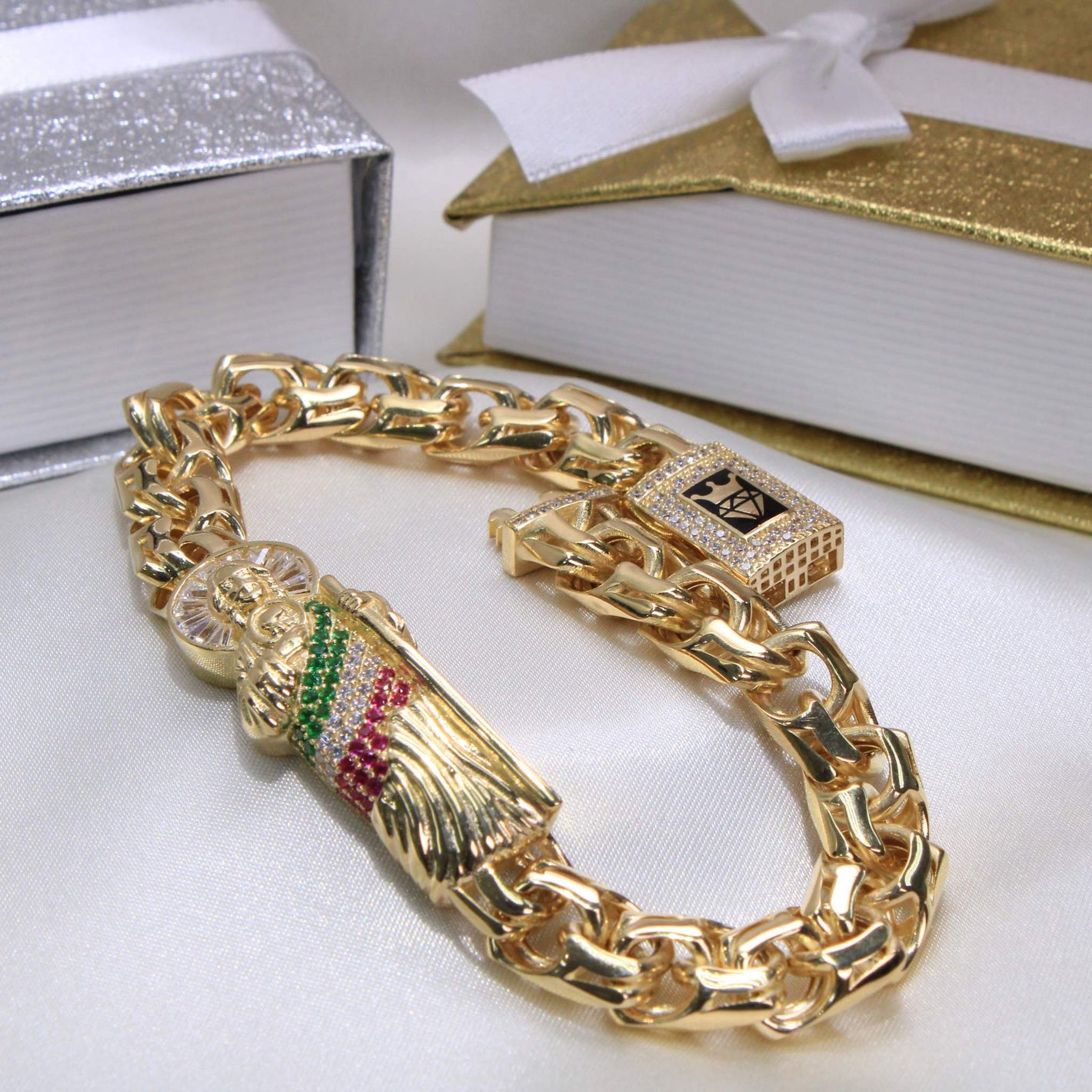 14K Yellow Gold CZ St Jude Bracelet