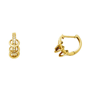 14K Yellow Gold CZ Hoops