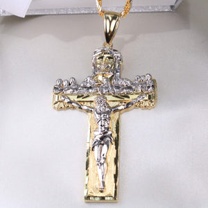 14K Two-Tone Gold Last Supper Cross Charm
