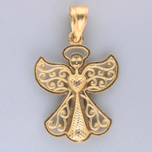 14K Two-Tone Gold Angel Charm