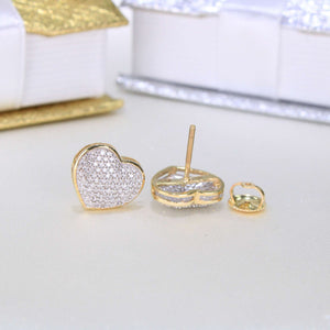 10K Yellow Gold Diamond Heart Earrings