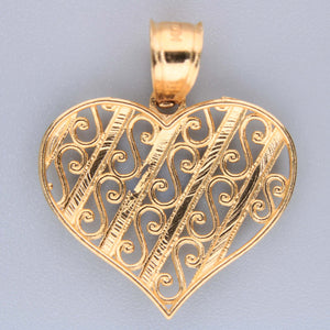 14K Two-Tone Gold Heart Charm