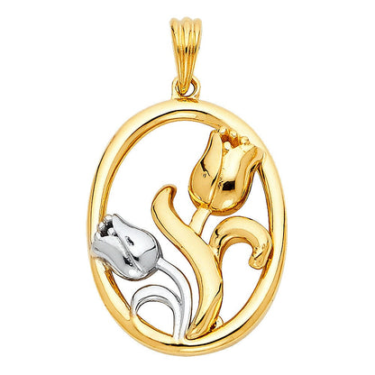 14K Two-Tone Gold Flower Charm