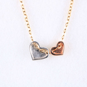 14K Tricolor Gold Heart Necklace