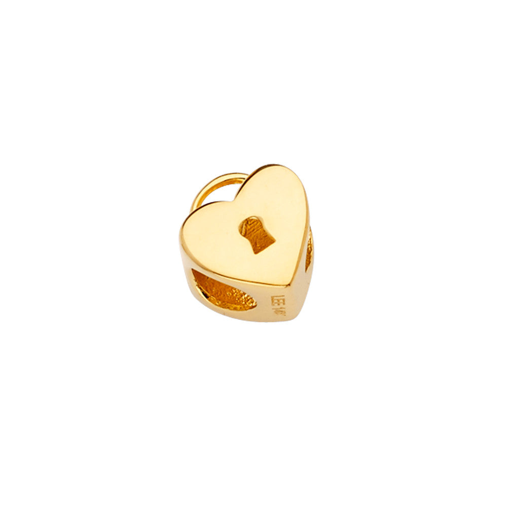 14K Yellow Gold Heart Locket Slider Charm