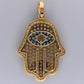 14K Yellow Gold CZ Hamsa Charm