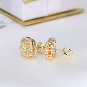 10K Yellow Gold Screw Back Diamond Earrings