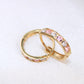 14K Yellow Gold CZ Pink Hoops