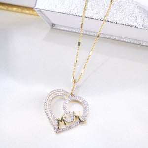 10K Yellow Gold Diamond Heart Mom Charm