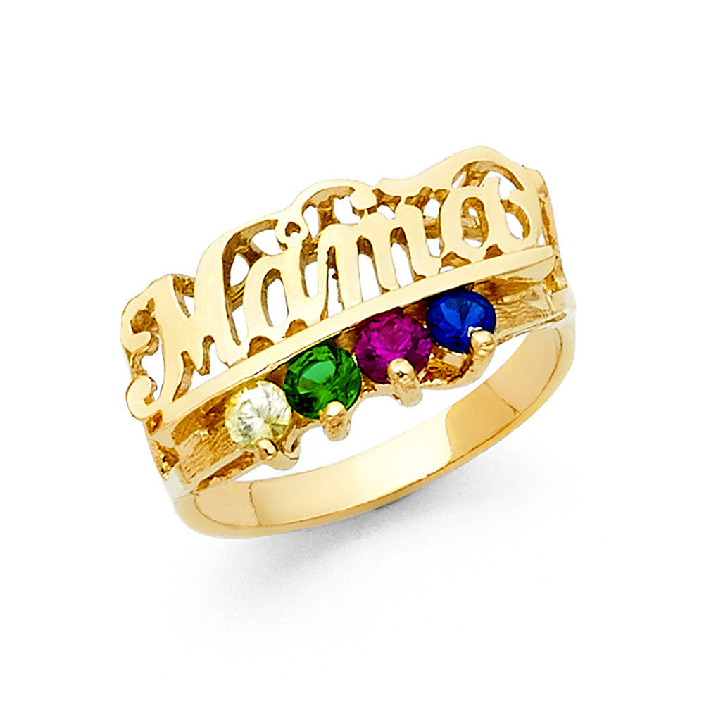 14K Yellow Gold CZ Mothers Ring