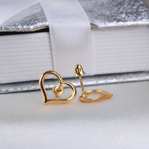 14K Yellow Gold Heart Earrings