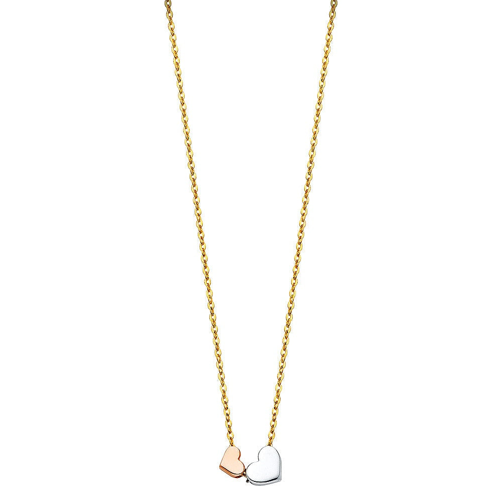 14K Tricolor Gold Heart Necklace