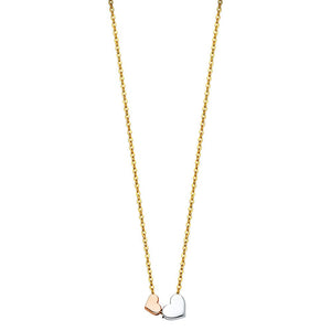 14K Tricolor Gold Heart Necklace
