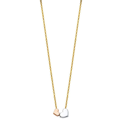 14K Tricolor Gold Heart Necklace