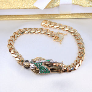 14K Yellow Gold CZ St Jude Bracelet 7mm 8.5in